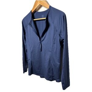 Title Nine Sunbuster 1/2 Zip Long Sleeve Sun Shirt Blue‎ Women's Size Medium EUC